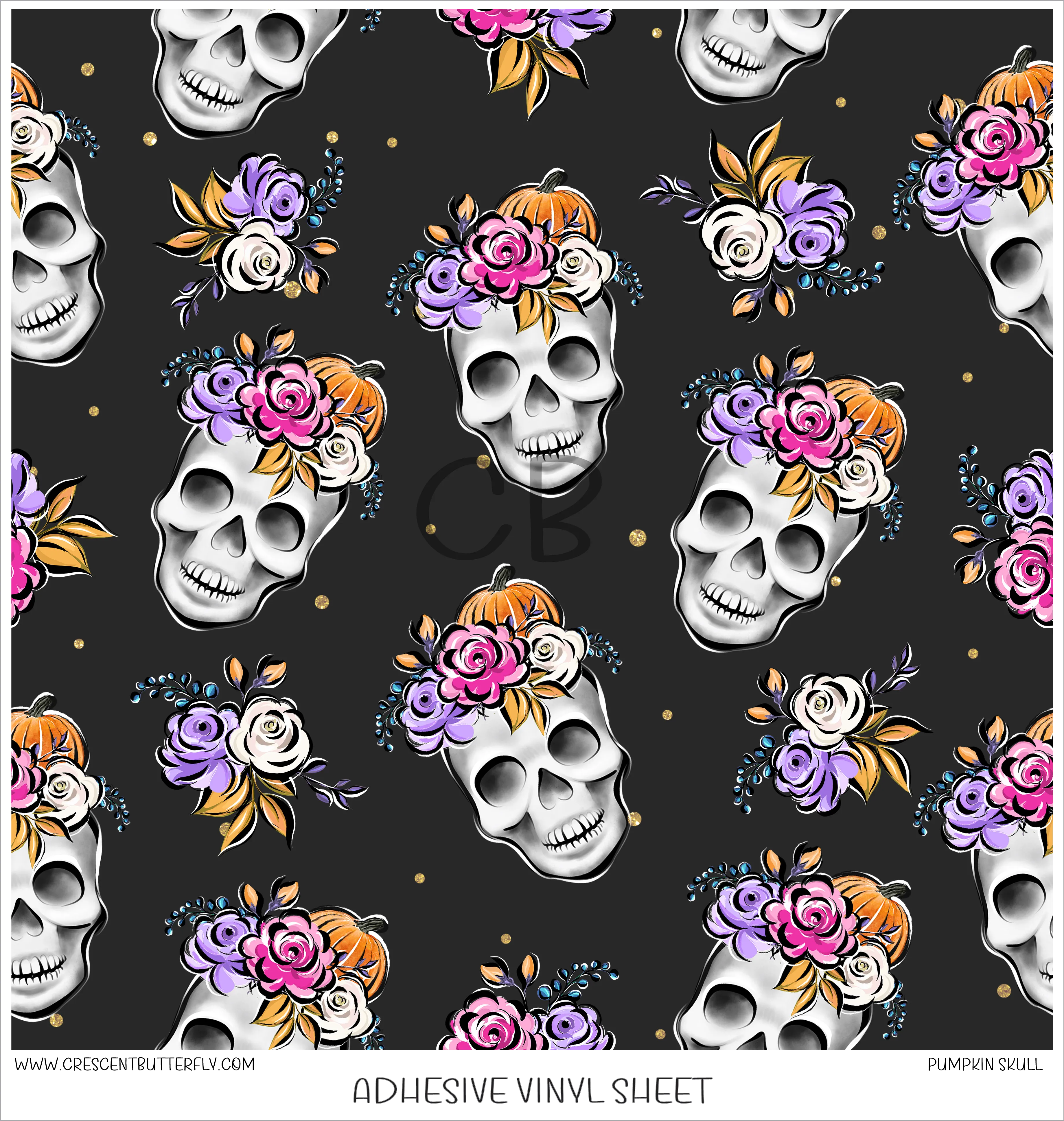 Pumpkin Skull Printed Vinyl Sheet/Wrap