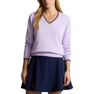 RLX Ralph Lauren Women's Cotton Blend V-Neck Golf Jumper - Flower Purple