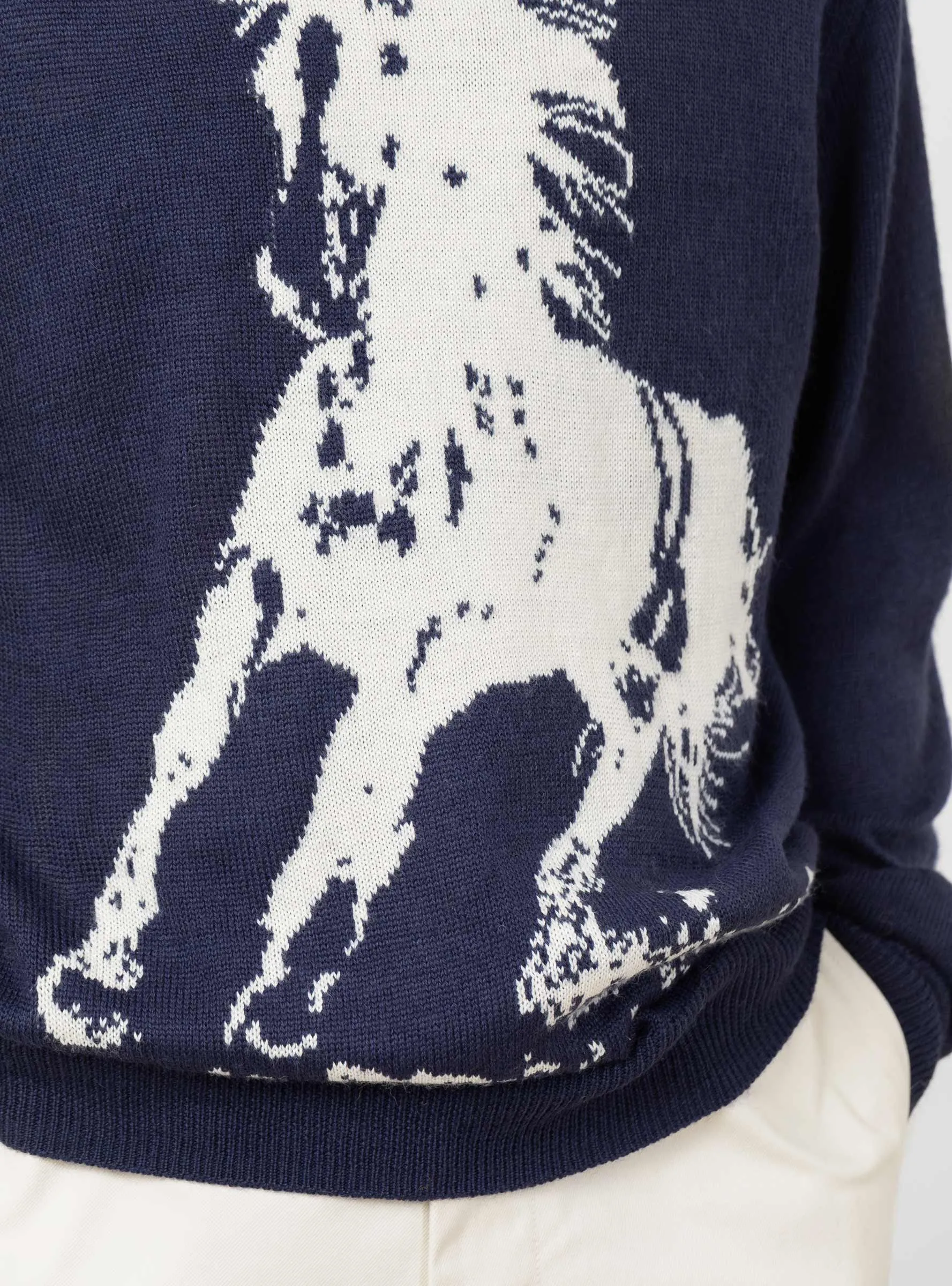 Running Horse Knit Sweater Navy