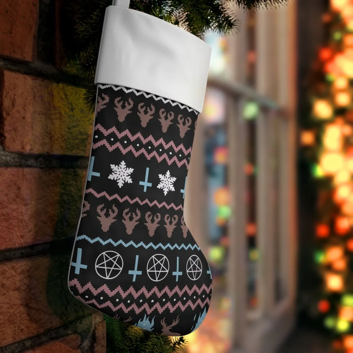 Silent Night Unholy Night Holiday Christmas Stocking