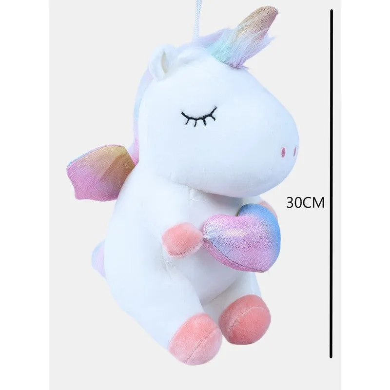 Sitting Unicorn With Heart Blue | Height - 30 cm