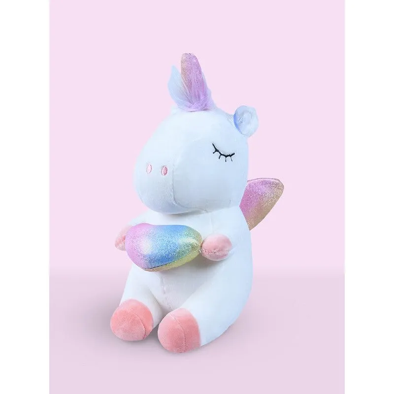 Sitting Unicorn With Heart Blue | Height - 30 cm