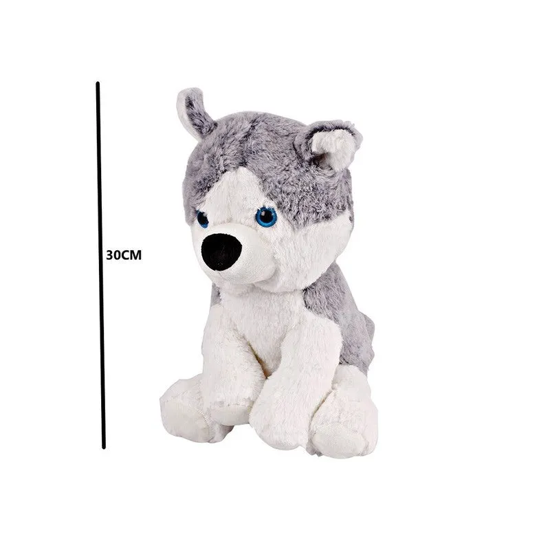 Standing Cute Husky Soft Toy | Height - 30 cm | Grey