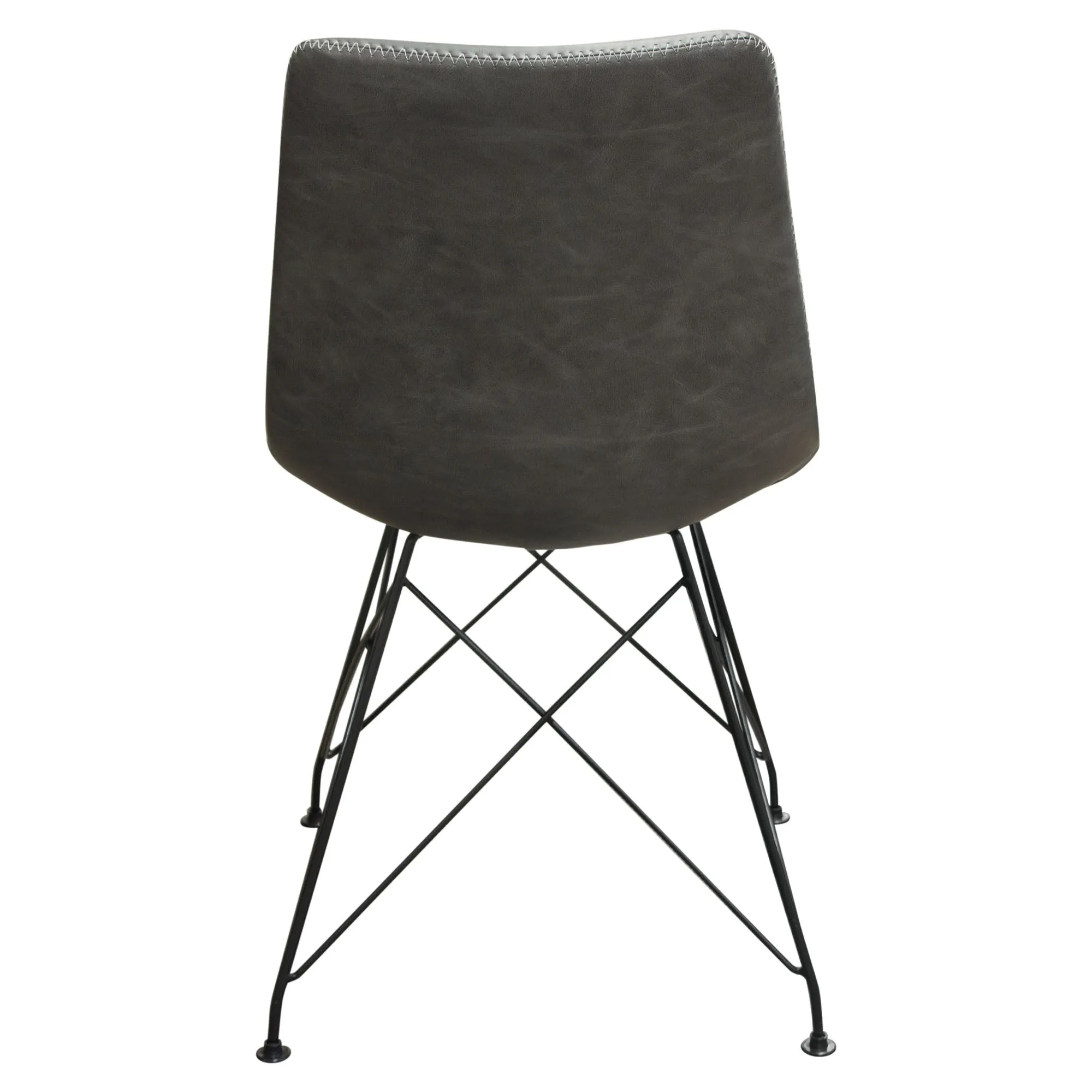 Theo Set of (4) Dining Chairs in Weathered Grey Leatherette w/ Black Metal Base by Diamond Sofa
