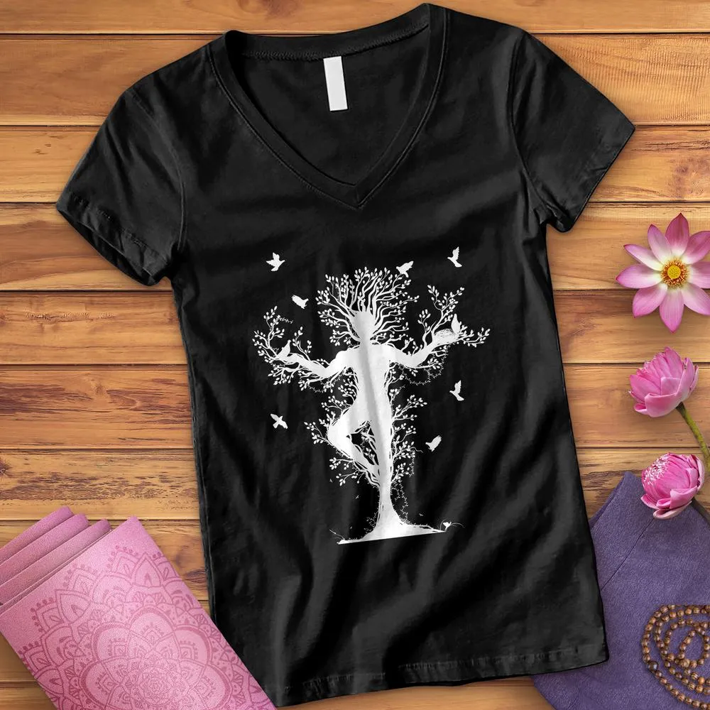 Tree Yoga Pose V-Neck