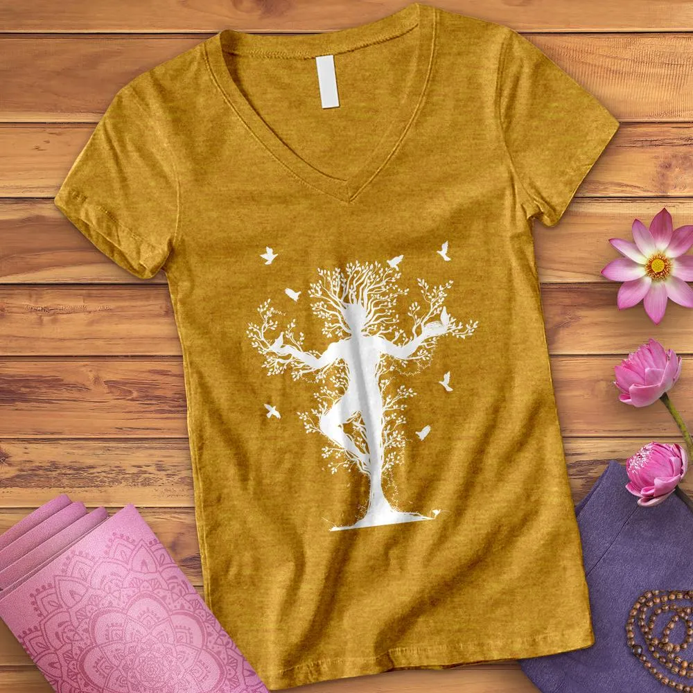 Tree Yoga Pose V-Neck