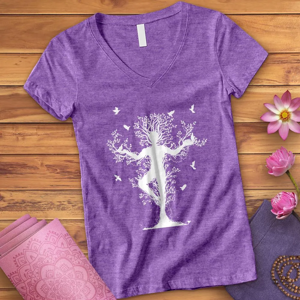 Tree Yoga Pose V-Neck