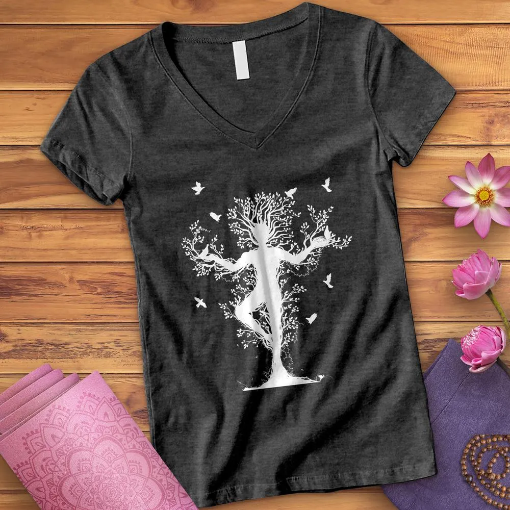 Tree Yoga Pose V-Neck