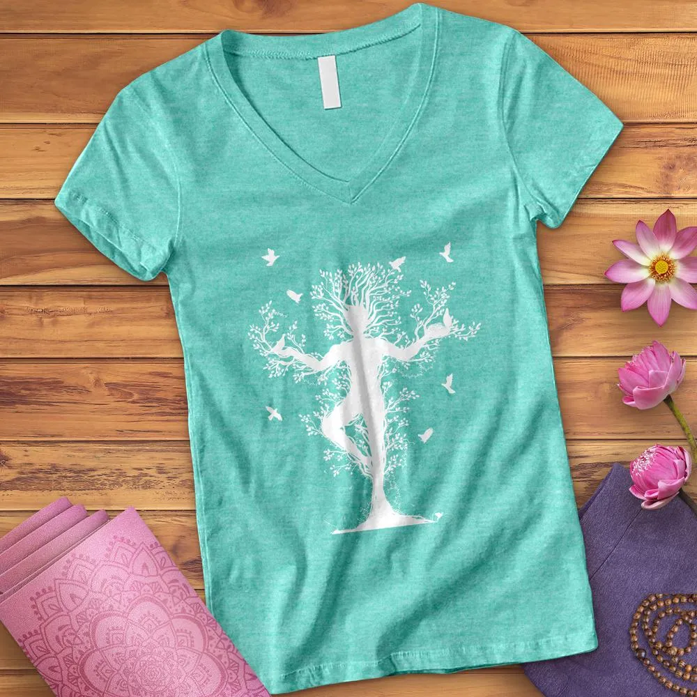 Tree Yoga Pose V-Neck