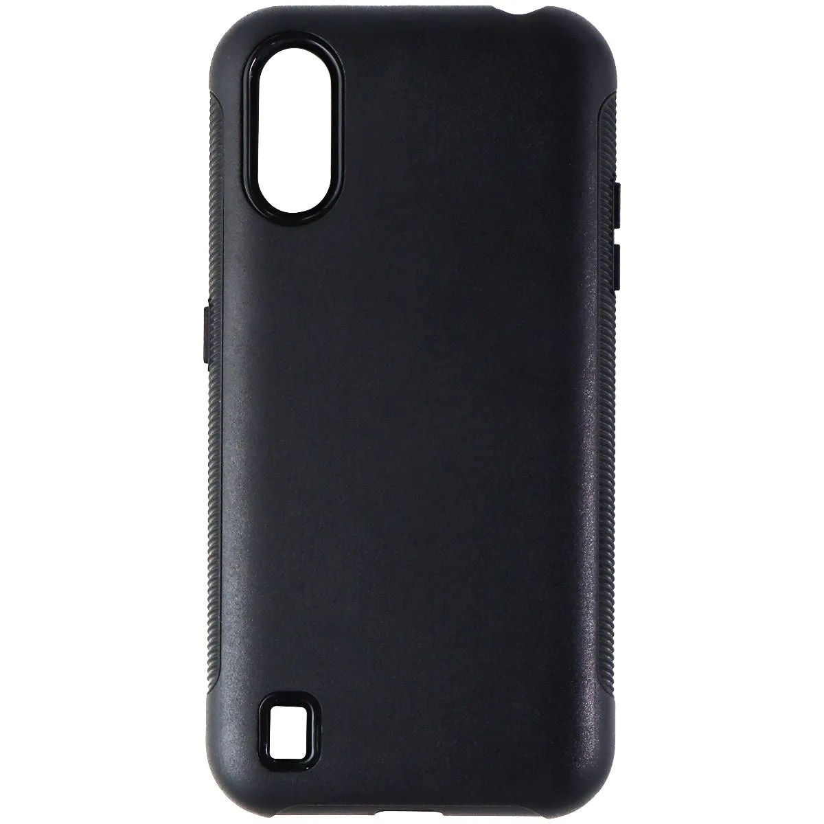 Verizon Rugged Dual Layer Case & Blue Light Glass for Samsung Galaxy A01 - Black