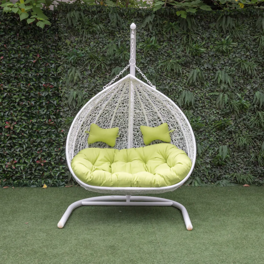 Wooden Twist Hanging Egg Swing Chair with Stand Egg Chair Wicker Indoor Outdoor Hammock Egg Chair with Cushions 550lbs for Patio, Bedroom, Garden and Balcony (White)