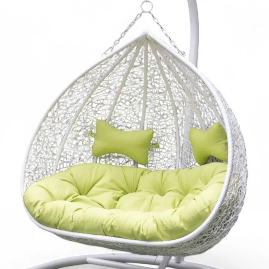Wooden Twist Hanging Egg Swing Chair with Stand Egg Chair Wicker Indoor Outdoor Hammock Egg Chair with Cushions 550lbs for Patio, Bedroom, Garden and Balcony (White)