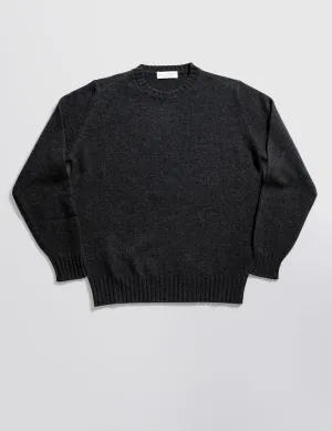 Wool Cashmere Ribbed Cuff Crewneck - Anthracite